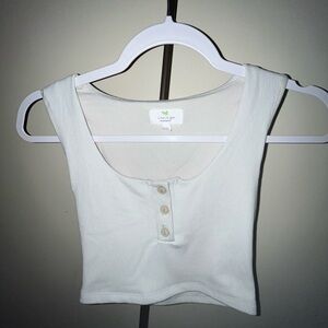 White Fitted Crop Tank Top